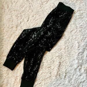Blue Rain Black‎ Sequin Glam Dancewear Festival Rave Disco Fairy Grunge Joggers